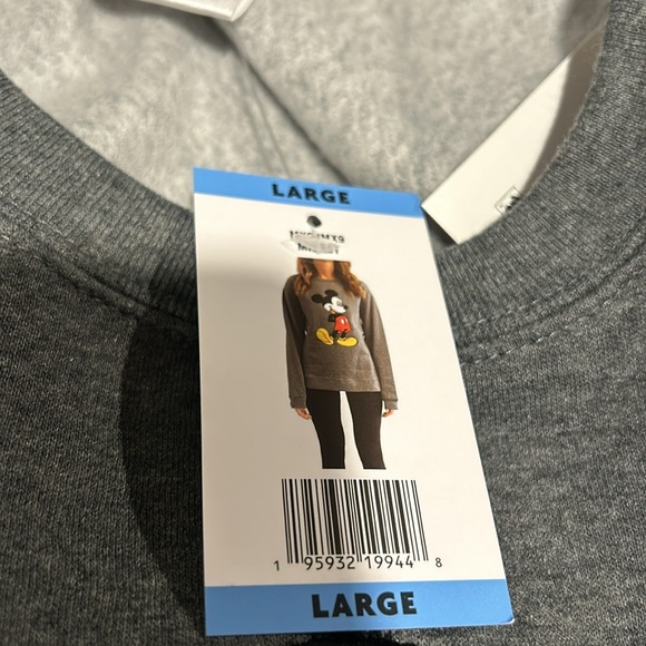 6, Disney Women's Mickey Mouse Long Sleeve Fleece Lined Hi-Lo Sweatshirts size L - Picture 4 of 6